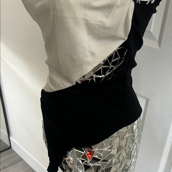 ET OCHS Black and White Asymmetrical Cutout Bodysuit S - Picture 4 of 15